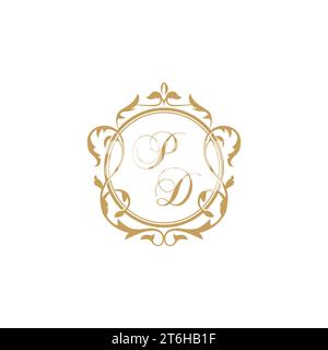 PD Wedding initial invitation with elegant ornament circle element vector graphic template Stock Vector