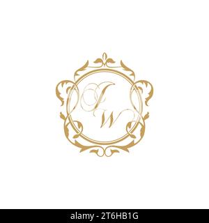 JW Wedding initials invitation with elegant ornament circle element vector graphic template Stock Vector