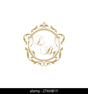 LB Wedding initial invitation with elegant ornament circle element vector graphic template Stock Vector
