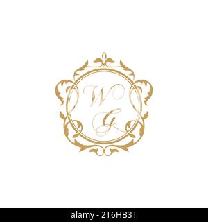 WG Wedding initial invitation with elegant ornament circle element vector graphic template Stock Vector