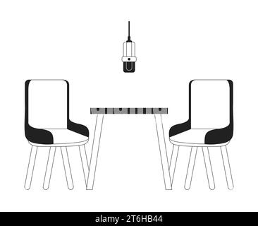Radio interview studio recording room black and white 2D cartoon object Stock Vector