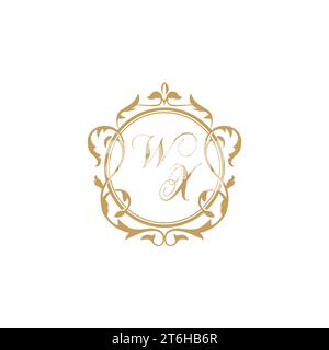 WX Wedding initial invitation with elegant ornament circle element vector graphic template Stock Vector