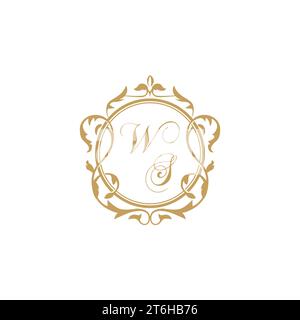 WS Wedding initial invitation with elegant ornament circle element vector graphic template Stock Vector