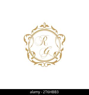 RG Wedding initial invitation with elegant ornament circle element vector graphic template Stock Vector