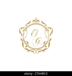 OG Wedding initial invitation with elegant ornament circle element vector graphic template Stock Vector
