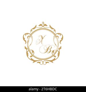 XB Wedding initial invitation with elegant ornament circle element vector graphic template Stock Vector