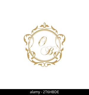 OB Wedding initial invitation with elegant ornament circle element vector graphic template Stock Vector