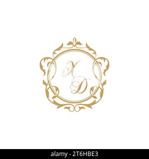 XD Wedding initial invitation with elegant ornament circle element vector graphic template Stock Vector