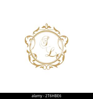 SL Wedding initial invitation with elegant ornament circle element vector graphic template Stock Vector