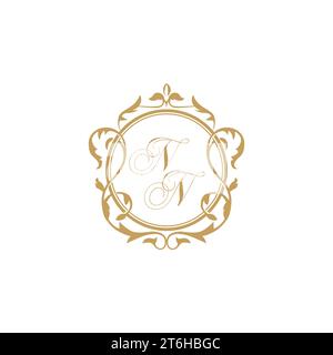 NN Wedding initial invitation with elegant ornament circle element vector graphic template Stock Vector