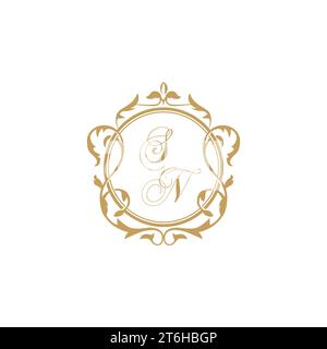 SN Wedding initial invitation with elegant ornament circle element vector graphic template Stock Vector