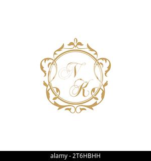 NK Wedding initial invitation with elegant ornament circle element vector graphic template Stock Vector