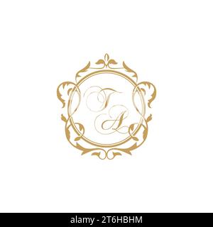 TA Wedding initial invitation with elegant ornament circle element vector graphic template Stock Vector