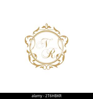 NR Wedding initial invitation with elegant ornament circle element vector graphic template Stock Vector