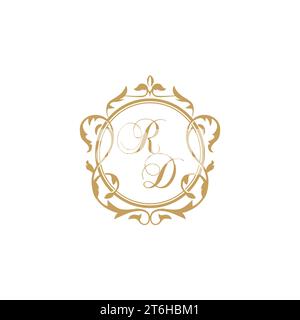 RD Wedding initial invitation with elegant ornament circle element vector graphic template Stock Vector