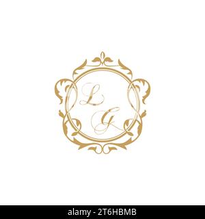 LG Wedding initial invitation with elegant ornament circle element vector graphic template Stock Vector