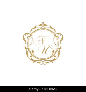 NU Wedding initial invitation with elegant ornament circle element vector graphic template Stock Vector