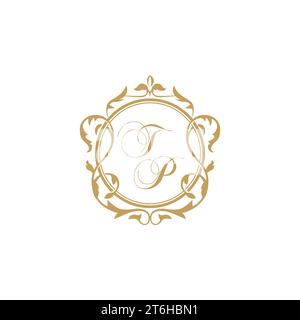 TP Wedding initial invitation with elegant ornament circle element vector graphic template Stock Vector