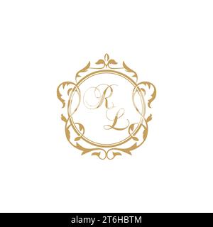RL Wedding initial invitation with elegant ornament circle element vector graphic template Stock Vector