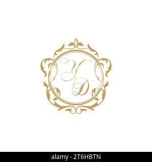 YD Wedding initial invitation with elegant ornament circle element vector graphic template Stock Vector