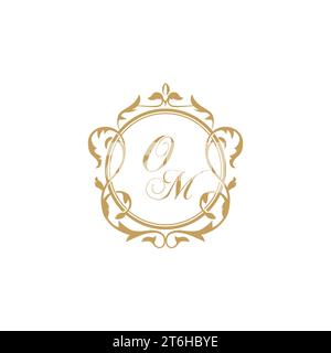 OM Wedding initial invitation with elegant ornament circle element vector graphic template Stock Vector