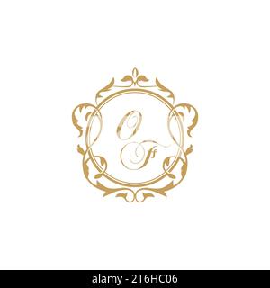 OF Wedding initial invitation with elegant ornament circle element vector graphic template Stock Vector