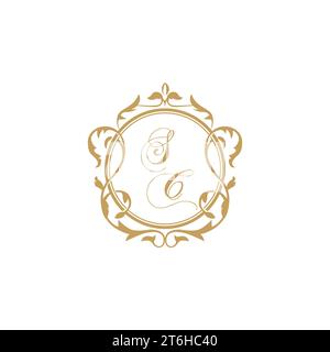 SC Wedding initial invitation with elegant ornament circle element vector graphic template Stock Vector