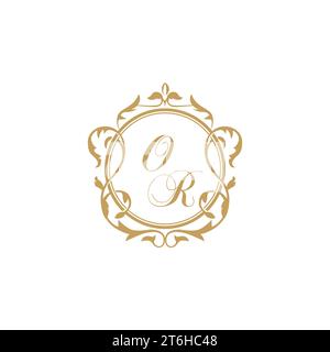 OR Wedding initial invitation with elegant ornament circle element vector graphic template Stock Vector