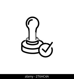 Stamp approved linear icon. Stamp of approval. Thin line illustration. Verification and validation. Certified, approved. Stock Vector