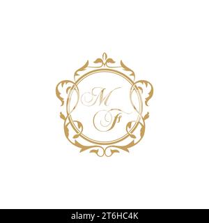 MF Wedding initial invitation with elegant ornament circle element vector graphic template Stock Vector
