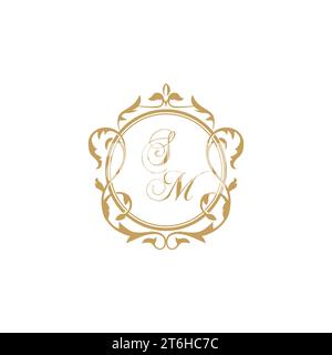 SM Wedding initial invitation with elegant ornament circle element vector graphic template Stock Vector