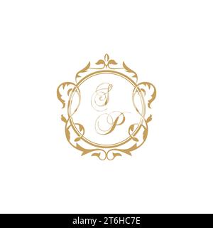 SP Wedding initial invitation with elegant ornament circle element vector graphic template Stock Vector