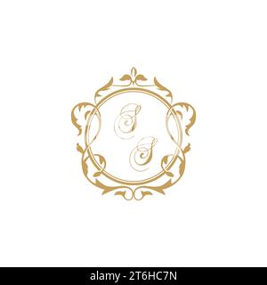 SS Wedding initial invitation with elegant ornament circle element vector graphic template Stock Vector