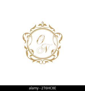 ON Wedding initial invitation with elegant ornament circle element vector graphic template Stock Vector