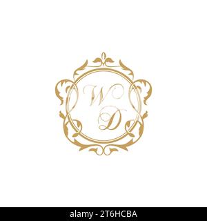 WD Wedding initial invitation with elegant ornament circle element vector graphic template Stock Vector
