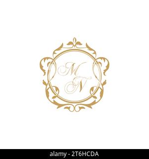 MN Wedding initial invitation with elegant ornament circle element vector graphic template Stock Vector