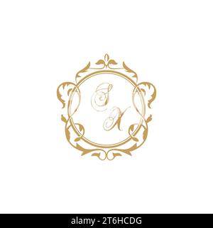 SX Wedding initial invitation with elegant ornament circle element vector graphic template Stock Vector