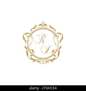 RI Wedding initial invitation with elegant ornament circle element vector graphic template Stock Vector