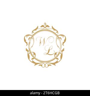 WL Wedding initial invitation with elegant ornament circle element vector graphic template Stock Vector