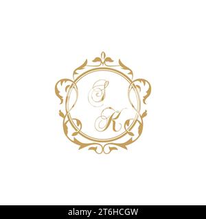 SK Wedding initial invitation with elegant ornament circle element vector graphic template Stock Vector