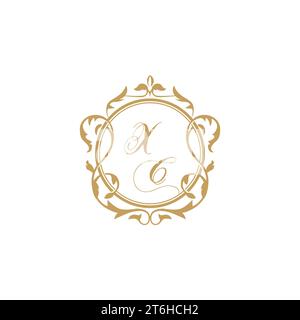 XC Wedding initial invitation with elegant ornament circle element vector graphic template Stock Vector