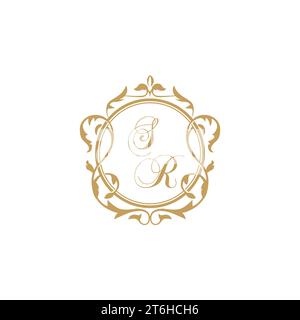 SR Wedding initial invitation with elegant ornament circle element vector graphic template Stock Vector