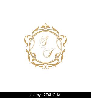 SI Wedding initial invitation with elegant ornament circle element vector graphic template Stock Vector