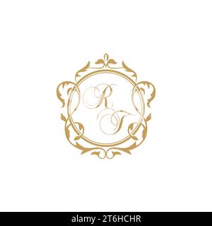 RT Wedding initial invitation with elegant ornament circle element vector graphic template Stock Vector