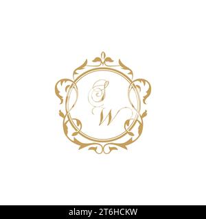 SW Wedding initial invitation with elegant ornament circle element vector graphic template Stock Vector