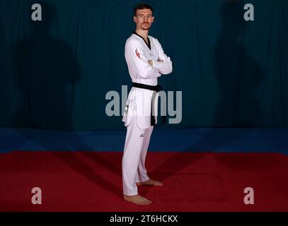 Bradley Sinden during a media day at the Ten Acres Sports Complex, Manchester. Picture date: Wednesday November 8, 2023. Stock Photo