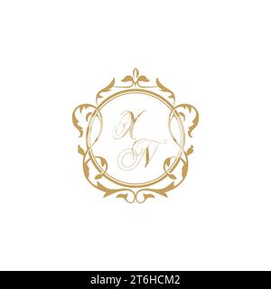XN Wedding initial invitation with elegant ornament circle element vector graphic template Stock Vector