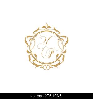 YF Wedding initial invitation with elegant ornament circle element vector graphic template Stock Vector