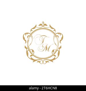 TM Wedding initial invitation with elegant ornament circle element vector graphic template Stock Vector