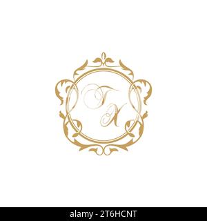TX Wedding initial invitation with elegant ornament circle element vector graphic template Stock Vector